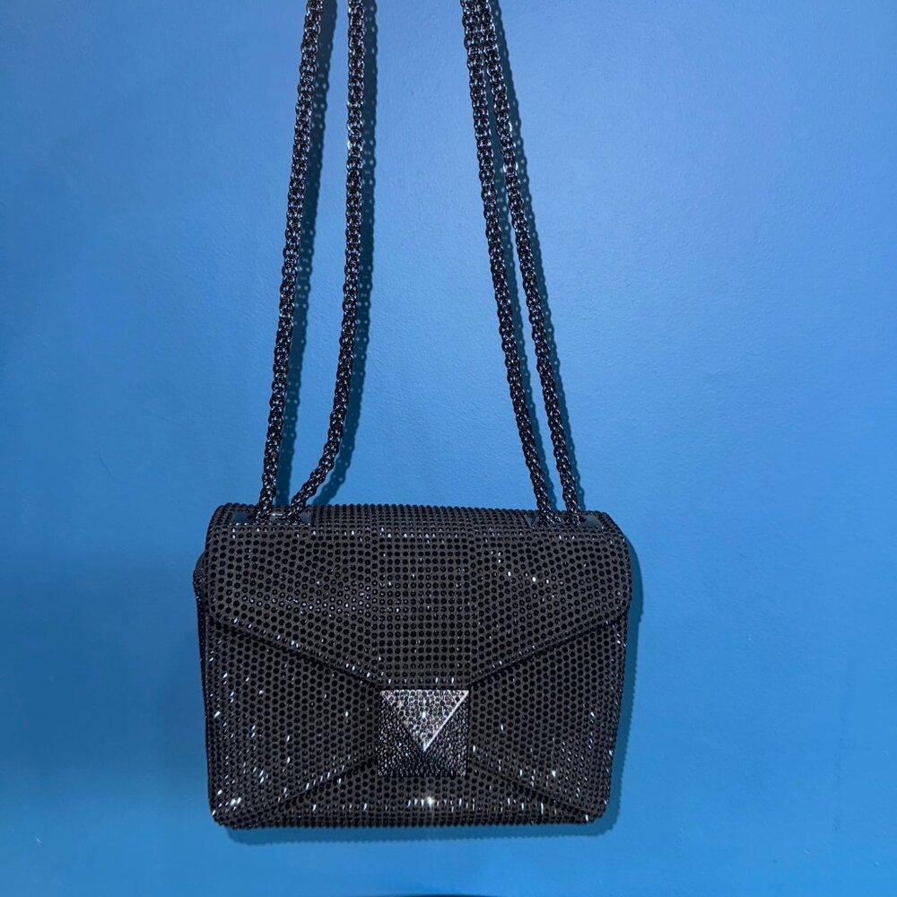 Valentino One Stud Rhinestone Black Bag